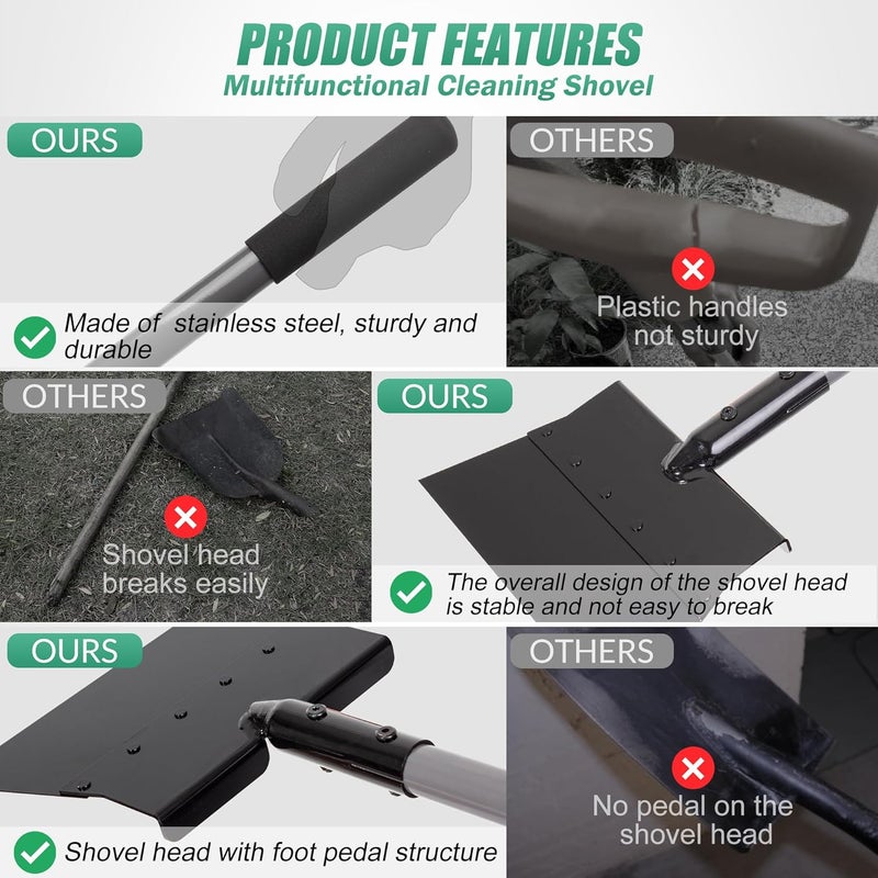 Suchtale Garden Flat Shovel Scraper, Heavy Duty Multifunctional Outdoor Cleaning Shovel with 54 Adjustable Long Handle, Ideal for Weed Removal, Lawn Edging, Trenching and Snow & Ice Scraping - Image 4
